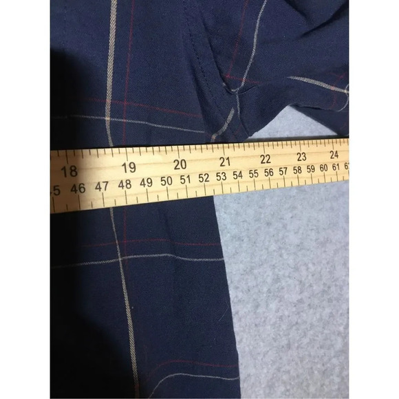 Mens Columbia Button Down Shirt Casual Formal Dark Navy Blue Plaid - Picture 2 of 5